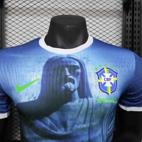 Brazil Nation 2024 Cristo Redeemer Player Edition Blue Football Jersey Shirt - Image 7