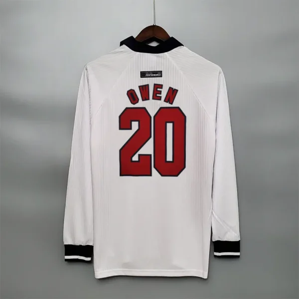 1998 England World Cup Home Retro Jersey Long Sleeve #7 BACKHAM #20 OWEN - Image 8