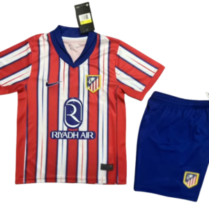 24-25 Atletico Madrid Home Soccer Kids Kit Jersey+Shorts