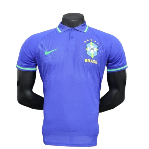 Brazil Nike Men's 2024 Slim Fit POLO Shirt - Blue