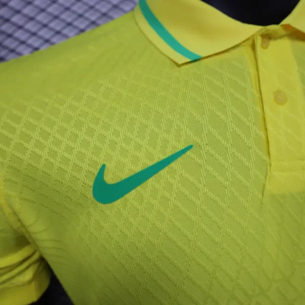 Brazil Men's 2024 Slim Fit POLO Shirt - Yellow - Image 3