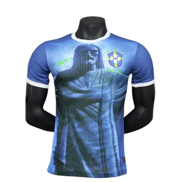 Brazil Nation 2024 Cristo Redeemer Player Edition Blue Football Jersey Shirt