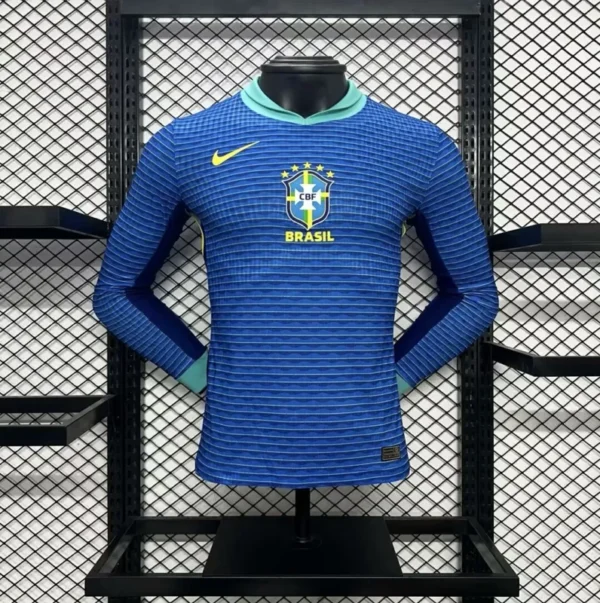 Authentic Soccer Jersey Brazil Away Shirt Long Sleeve 2024 - Image 2