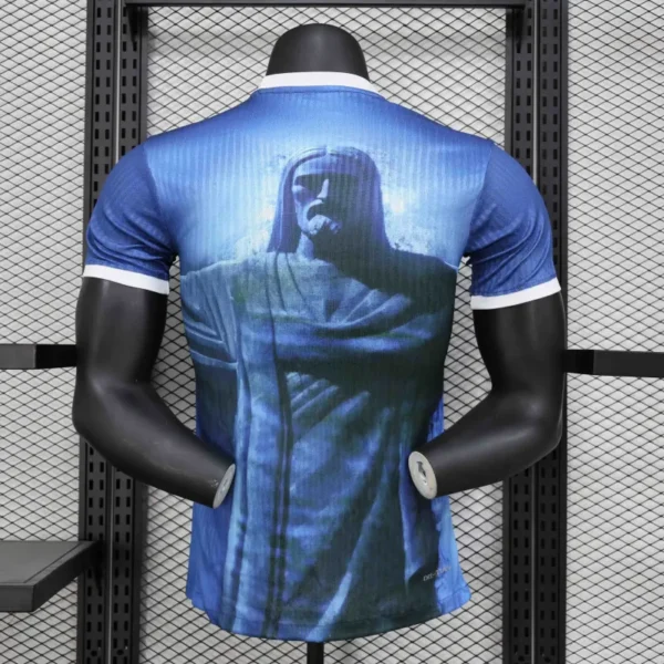 Brazil Nation 2024 Cristo Redeemer Player Edition Blue Football Jersey Shirt - Image 3