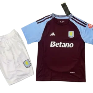 Kids Aston Villa Home Kits(Jersey+Shorts) 24/25