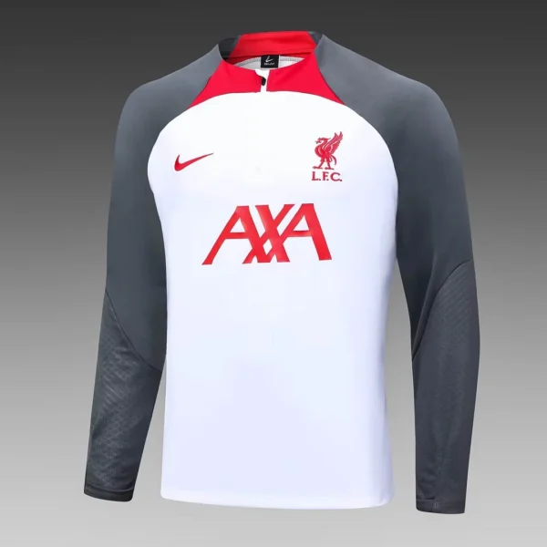 Liverpool Half-Pull Training Suit White Jersey 2023/2024 - Image 3