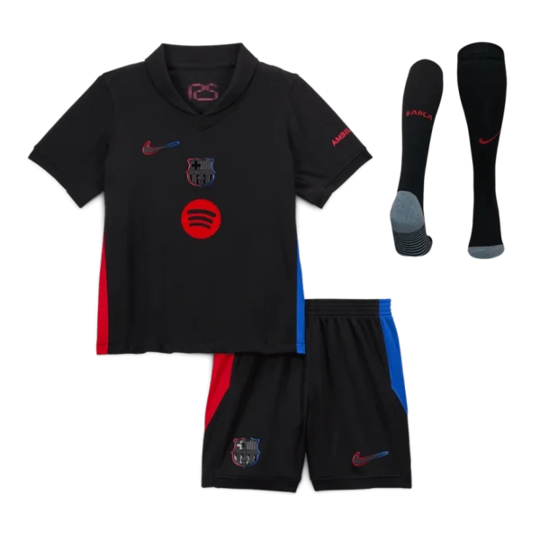 Barcelona Away Custom Full Soccer Kids Kit 2024-25 - Spotify Logo Without Text