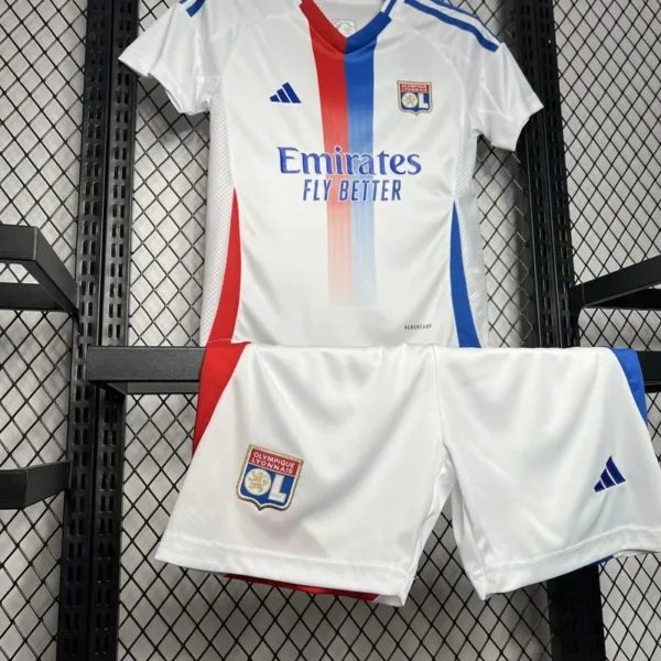24-25 Olympique Lyonnais Home Kids Kit Jersey+Shorts - Image 7