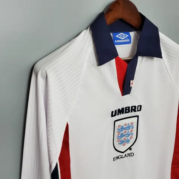 1998 England World Cup Home Retro Jersey Long Sleeve #7 BACKHAM #20 OWEN - Image 7