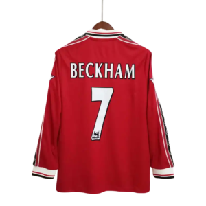 1998-00 Manchester United Beckham #7 Retro Jersey Home Long Sleeve