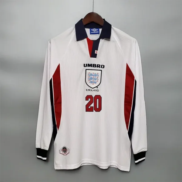 1998 England World Cup Home Retro Jersey Long Sleeve #7 BACKHAM #20 OWEN - Image 11