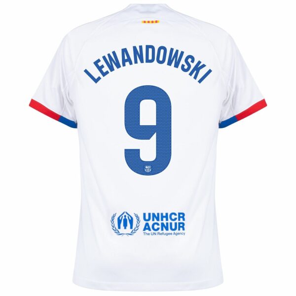 Barca 2023 2024 Away Lewandowski Kids Kit Shirt - Image 2