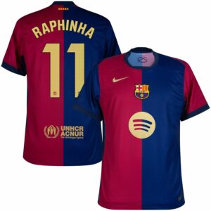 Barca Home Kids Shirt 2024 2025 Raphinha New Sponsor