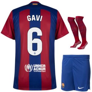 Barca 2023 2024 Home Gavi Kids Kit Shirt