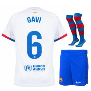 Barca 2023 2024 Away Gavi Kids Kit Shirt