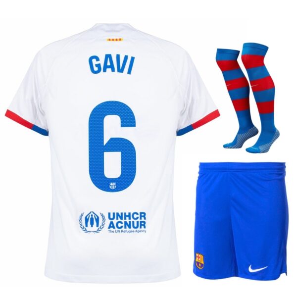 Barca 2023 2024 Away Gavi Kids Kit Shirt