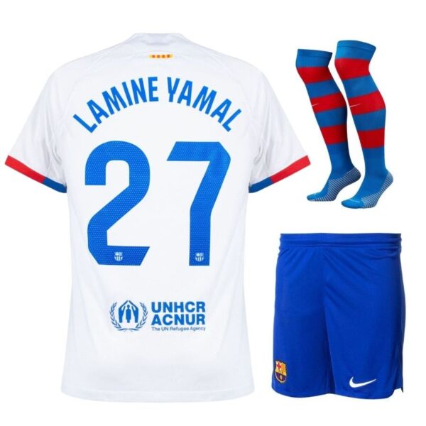 Barca 2023 2024 Away Lamine Yamal Kids Kit Shirt