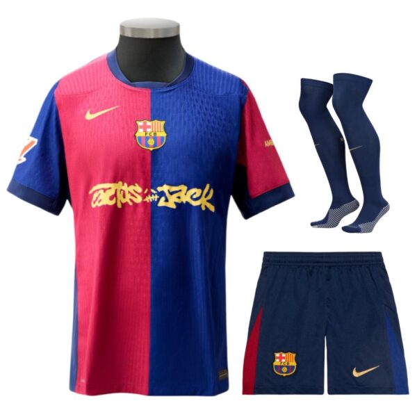 Barca Home Kit Kids Jersey 2024 2025 Travis Scott
