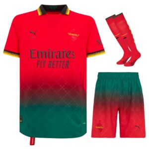 AC Milan Kids Kit Jerseys Fourth Off White Red 2024 2025
