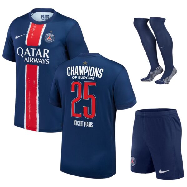 PSG 2025 European Champions 1 Star Kids Kit Jersey
