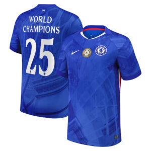 Chelsea Cup Home Soccer Jersey2025-26 with World Champions 25 printing