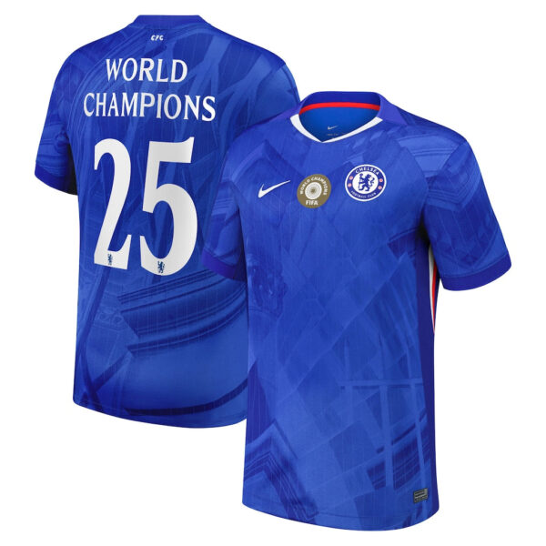 Chelsea Cup Home Soccer Jersey2025-26 with World Champions 25 printing