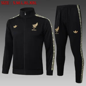 A2531# 2526 Full-Zip Football Jacket Kit (Top+Pants) Mexico Black Vintage Edition