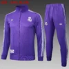 A2504# 2526 Full-Zip Football Jacket Kit (Top+Pants) Real Madrid Purple Retro