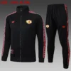 A2508# 2526 Full-Zip Football Jacket Kit (Top+Pants) Manchester United Black Retro