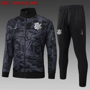 A2510# 2526 Full-Zip Football Jacket Kit (Top+Pants) Corinthians Black Ink Edition