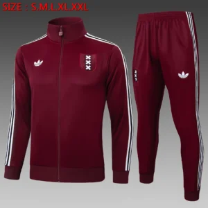 A2520# 2526 Full-Zip Football Jacket Kit (Top+Pants) Ajax Dark Maroon Retro