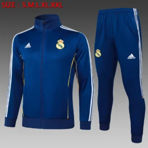 A2524# 2526 Full-Zip Football Jacket Kit (Top+Pants) Real Madrid Royal Blue Retro