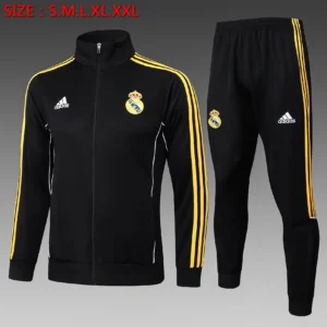 A2529# 2526 Full-Zip Football Jacket Kit (Top+Pants) Real Madrid Black Vintage Edition