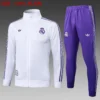 A2532# 2526 Full-Zip Football Jacket Kit (Top+Pants) Real Madrid White Vintage Edition (White Collar)