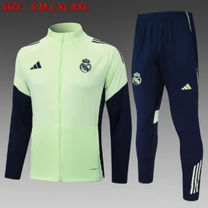 A2536# 2526 Full-Zip Football Jacket Kit (Top+Pants) Real Madrid Light Green