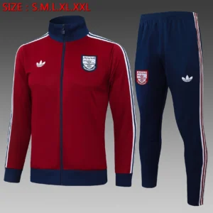 A2537# 2526 Full-Zip Football Jacket Kit (Top+Pants) Arsenal Maroon Vintage Edition (Royal Blue Collar)