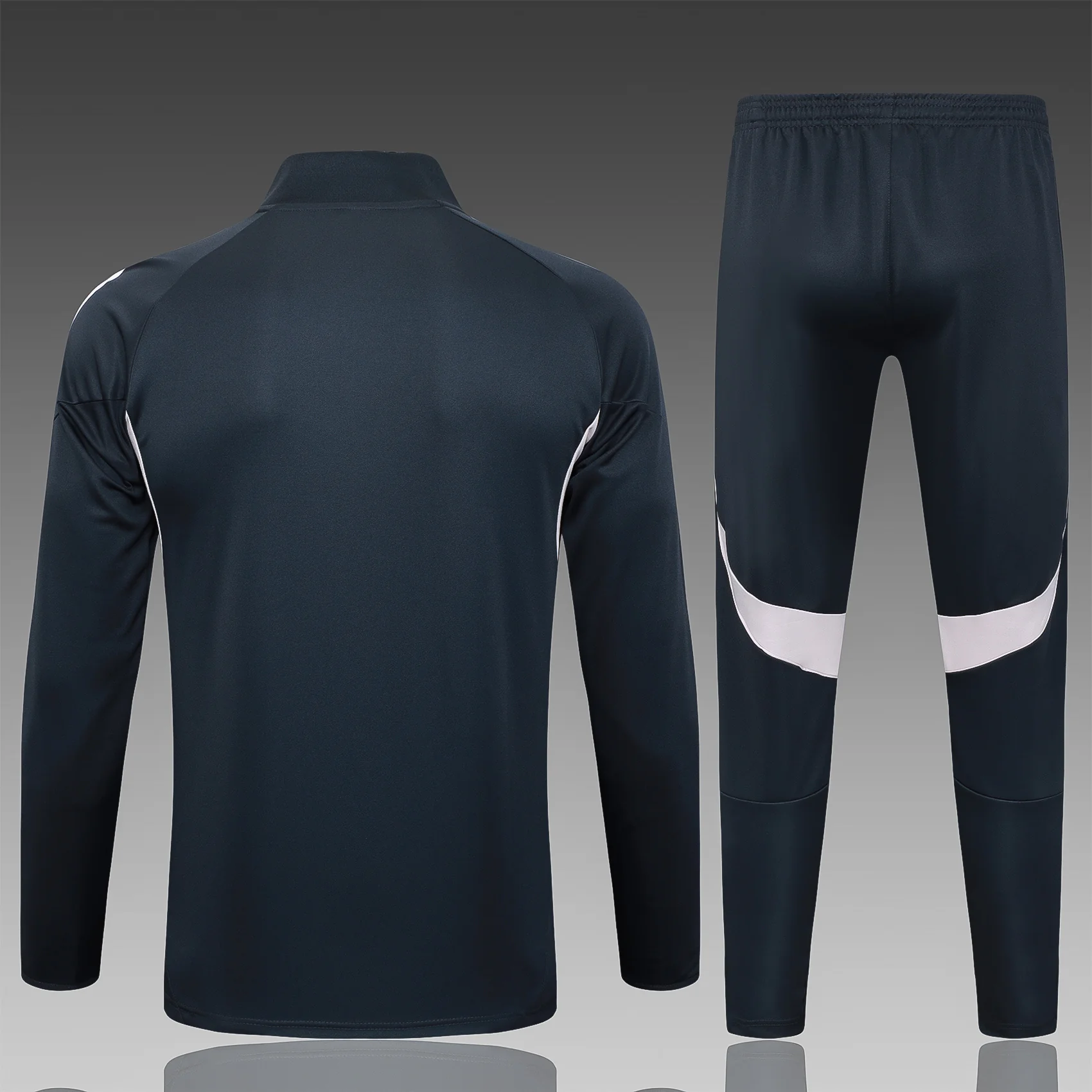 A2541# 2526 Full-Zip Football Jacket Kit (Top+Pants) Real Madrid Dark Gray - Image 3