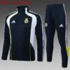 A2545# 2526 Full-Zip Football Jacket Kit (Top+Pants) Real Madrid Cyan Blue Vintage Edition (White Accents)