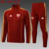 A2546# 2526 Full-Zip Football Jacket Kit (Top+Pants) Arsenal Maroon Vintage Edition (Yellow Trim on Three Sides)