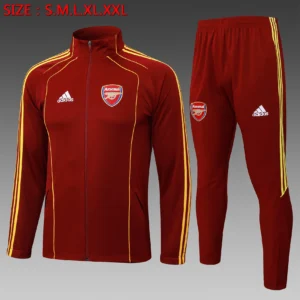 A2546# 2526 Full-Zip Football Jacket Kit (Top+Pants) Arsenal Maroon Vintage Edition (Yellow Trim on Three Sides)
