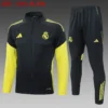 A2547# 2526 Full-Zip Football Jacket Kit (Top+Pants) Real Madrid Dark Gray (Yellow Sleeves)