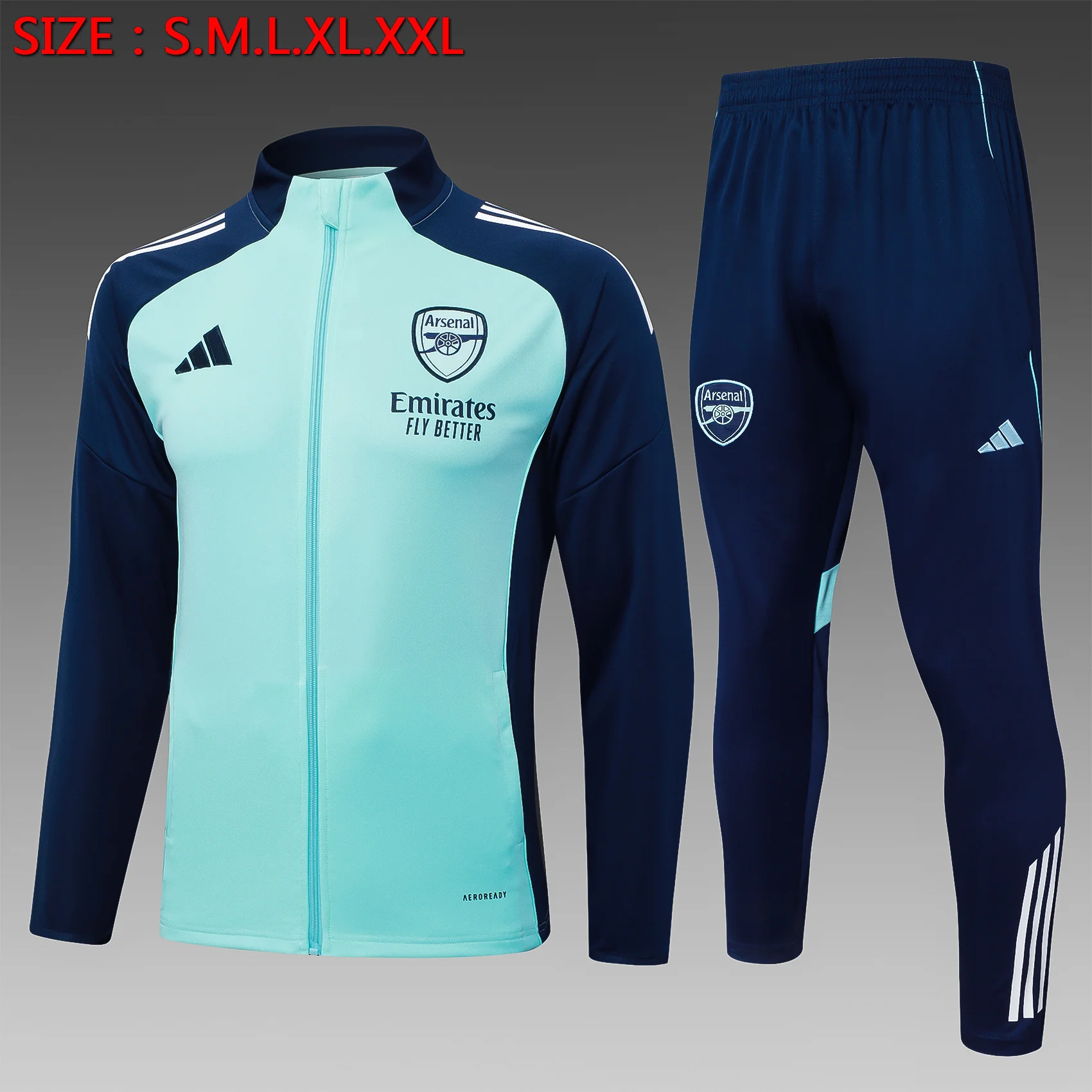 A2548# 2526 Full-Zip Football Jacket Kit (Top+Pants) Arsenal Light Green