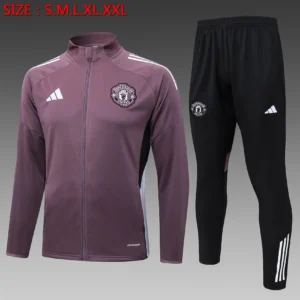 A2550# 2526 Full-Zip Football Jacket Kit (Top+Pants) Manchester United Gray Purple