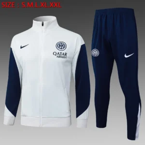 A2554# 2526 Full-Zip Football Jacket Kit (Top+Pants) Inter Milan Cream White