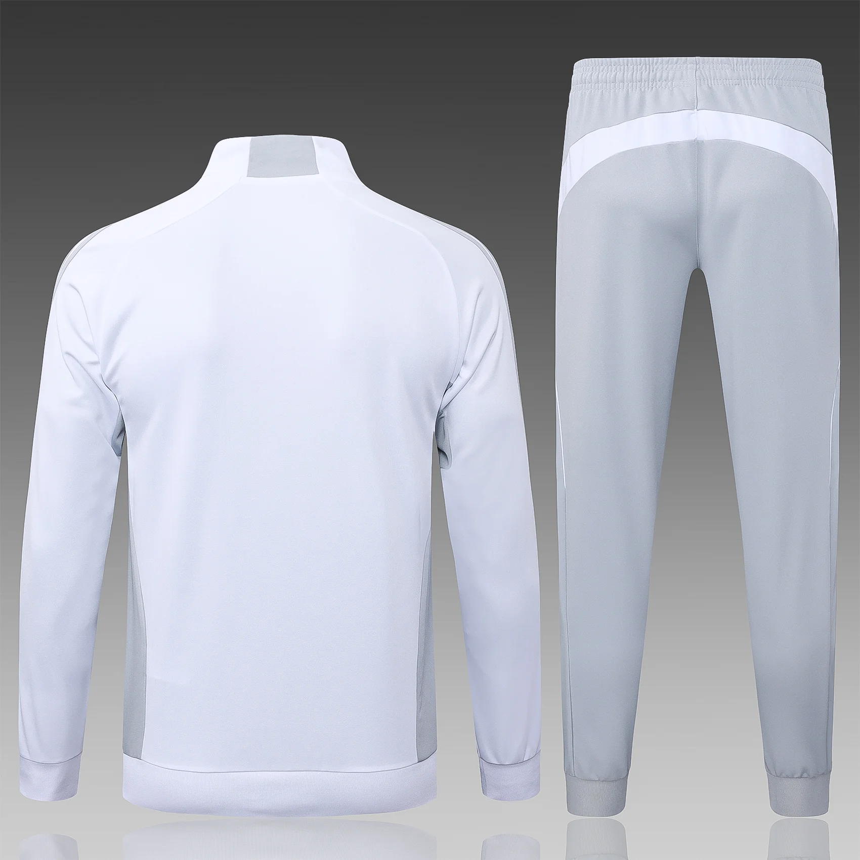 A2559# 2526 Full-Zip Football Jacket Kit (Top+Pants) Real Madrid White Gray - Image 3