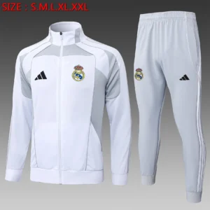 A2559# 2526 Full-Zip Football Jacket Kit (Top+Pants) Real Madrid White Gray