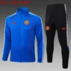 A2560# 2526 Full-Zip Football Jacket Kit (Top+Pants) Manchester United Royal Blue Vintage Edition