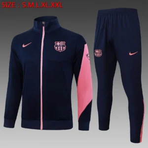 A2567# 2526 Full-Zip Football Jacket Kit (Top+Pants) Barcelona Cyan Blue (Pink Sleeves)