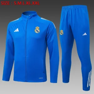 A2575# 2526 Full-Zip Football Jacket Kit (Top+Pants) Real Madrid Lake Blue (White Trim on Three Sides)