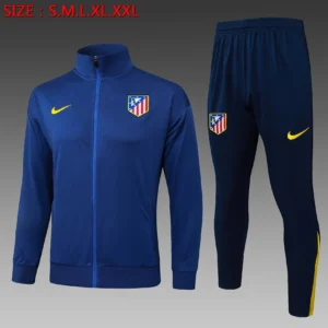 A2580# 2526 Full-Zip Football Jacket Kit (Top+Pants) Atletico Madrid Cyan Blue